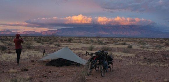 Set up the tarp off of a primitive side road in beautiful Arizona