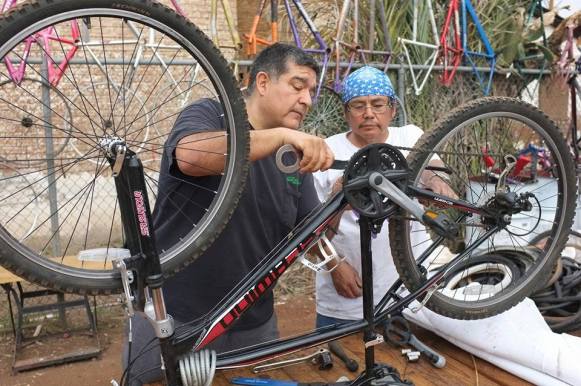 Warm Showers host Bob Chacon (not picture, his sweetie, Jessy) created and works with WE-CYCLE, a program that helps kids and adults in a bike recycling program. - Phoenix, AZ - https://www.we-cycle.org/